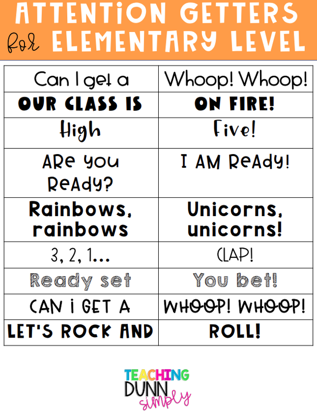 Attention Getters Elementary are very effective!